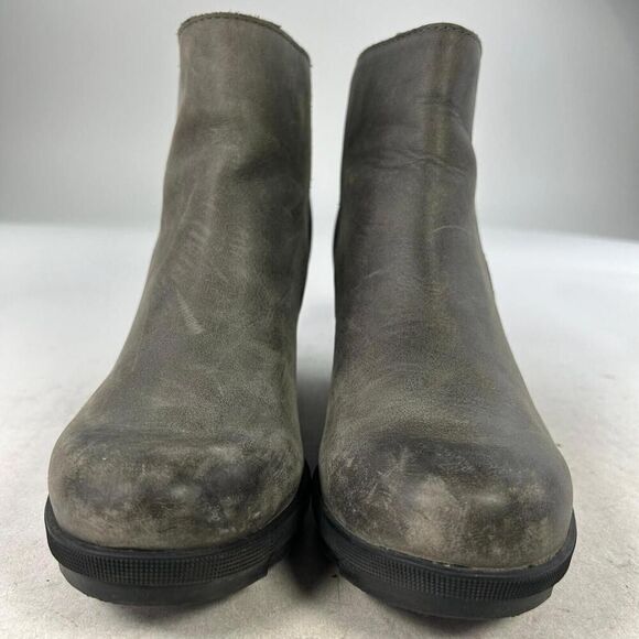 Sorel Women's Joan of Arctic Wedge II Zip Booties US 9.5 Gray Leather Ankle Boot - Picture 2 of 10